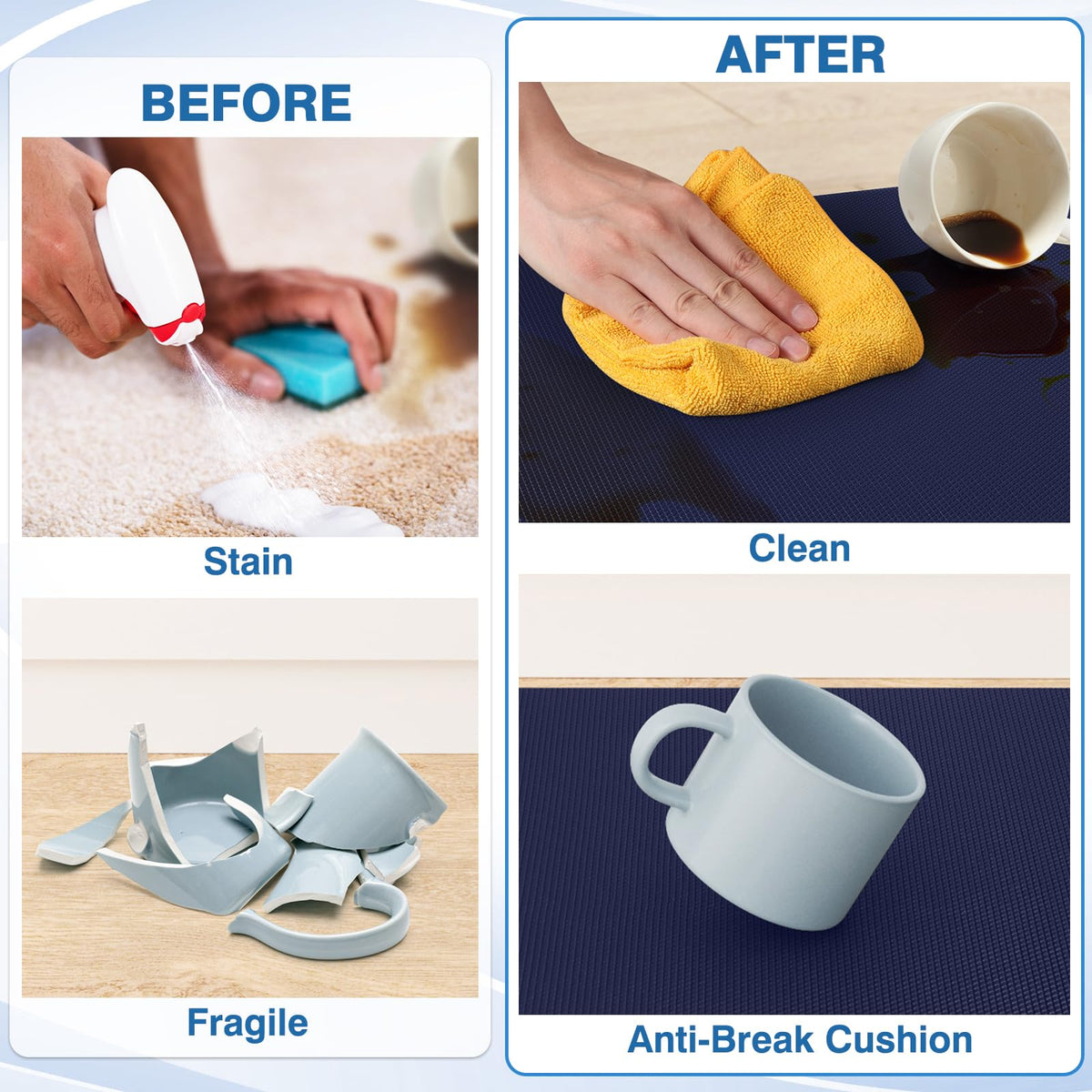 StepRite mats stain-resistant texture cleans easily after spills.