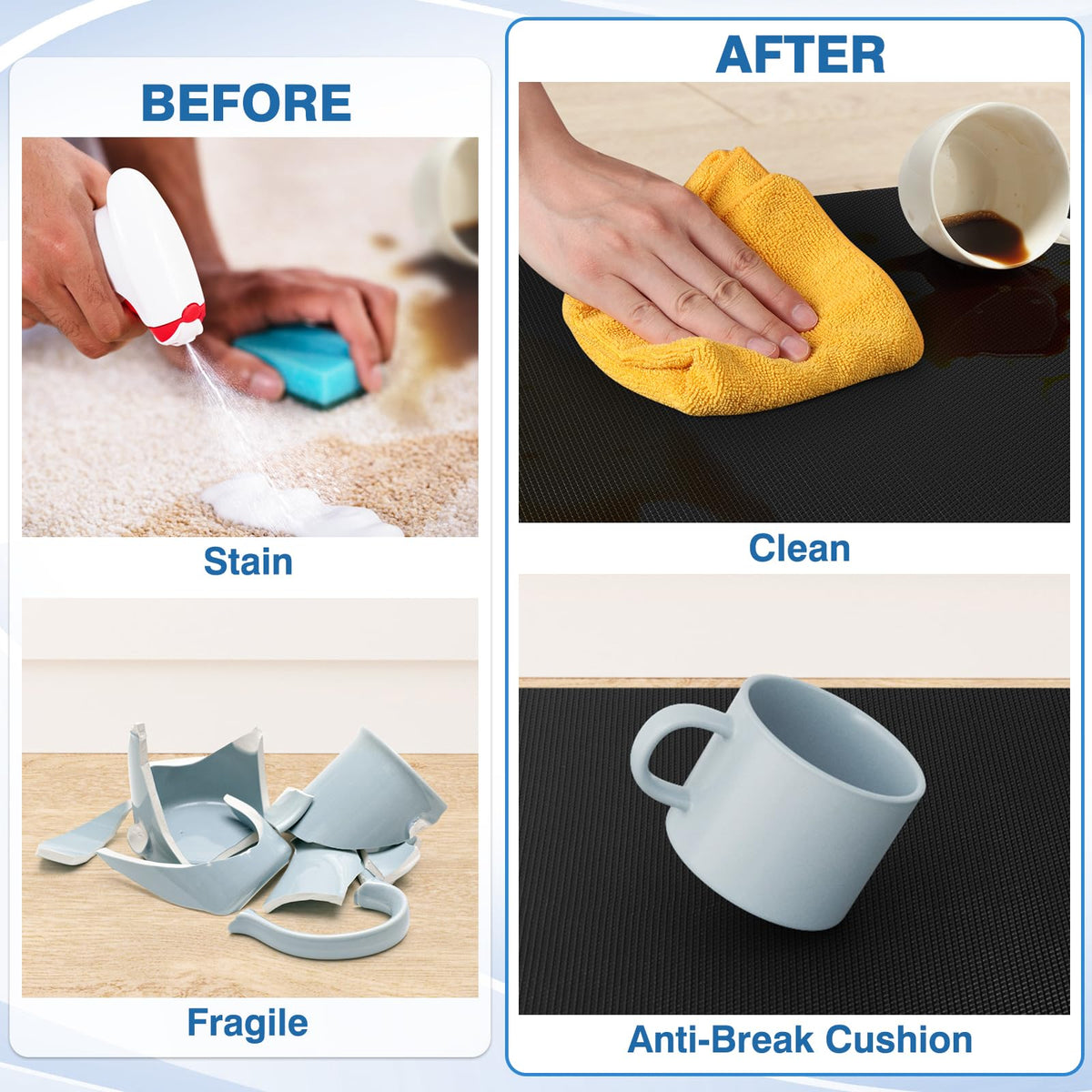 StepRite waterproof surface protects floors from spills and moisture