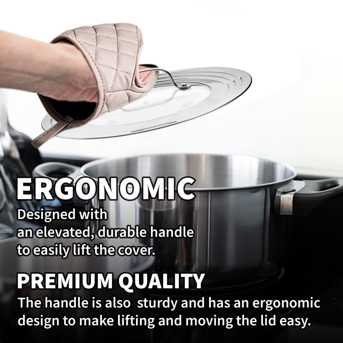 Sterline large lid provides clear visibility while cooking.