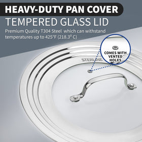 Sterline large lid ergonomic handle for safe, comfortable lifting.