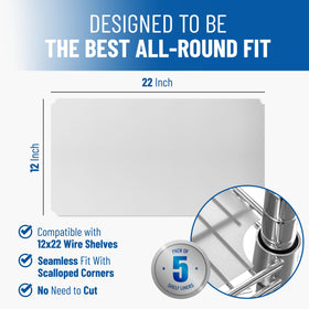 Sterling Shelf Liners demonstrate compatibility with 12x22-inch wire shelves.