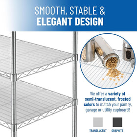 Sterling Shelf Liners Graphite enhances pantry organization and decor