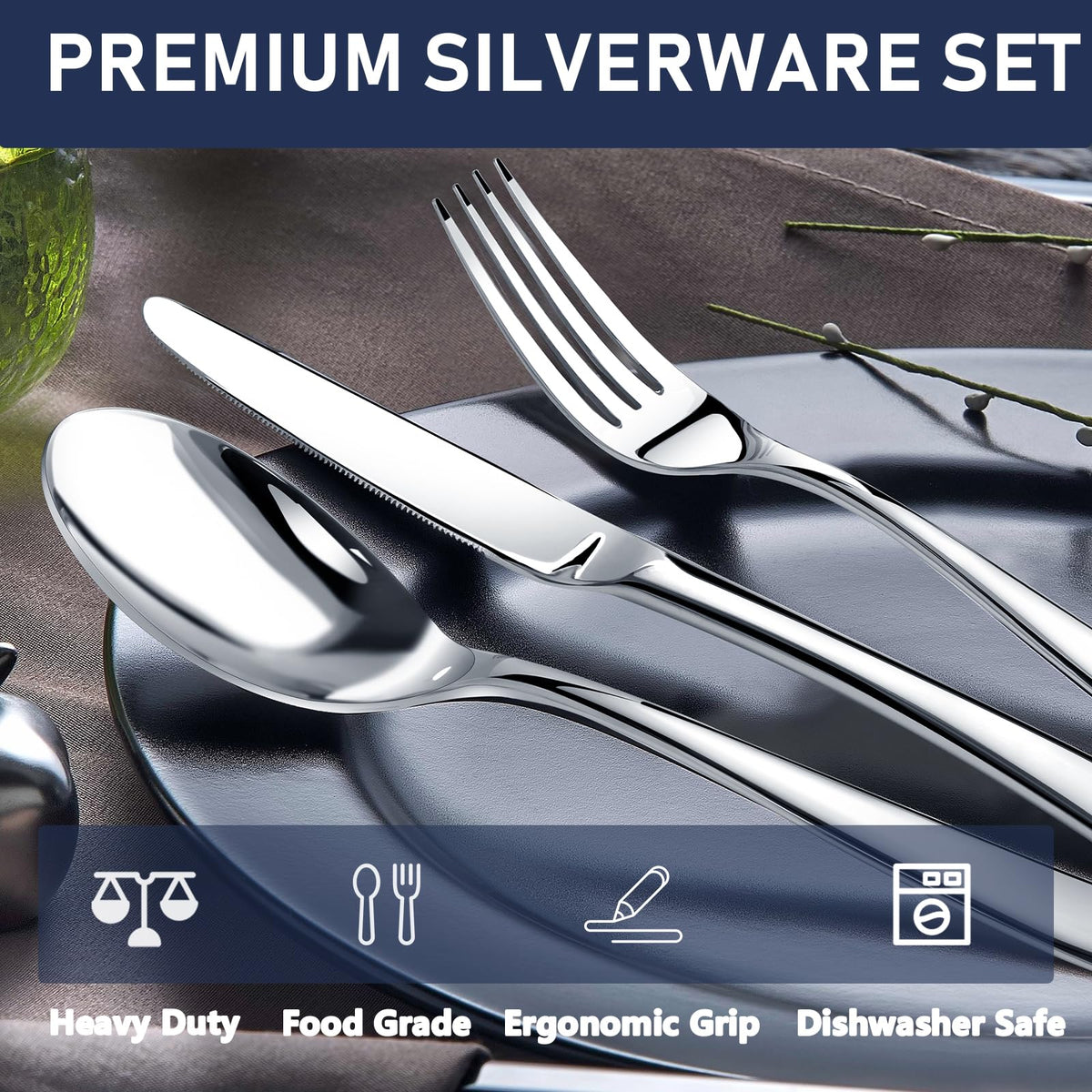 Stilloye heavy-duty silverware set: six dinner forks with balanced feel for comfortable meals