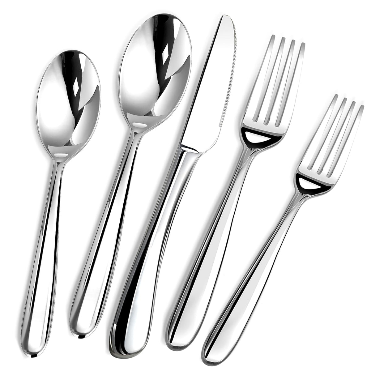 Stilloye heavy-duty silverware set: 6 dinner knives in a polished mirror finish for daily use