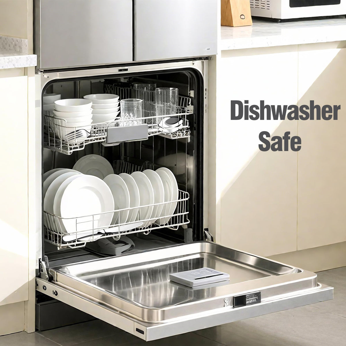 Stilloye dishwasher-safe icon indicating easy cleaning after meals