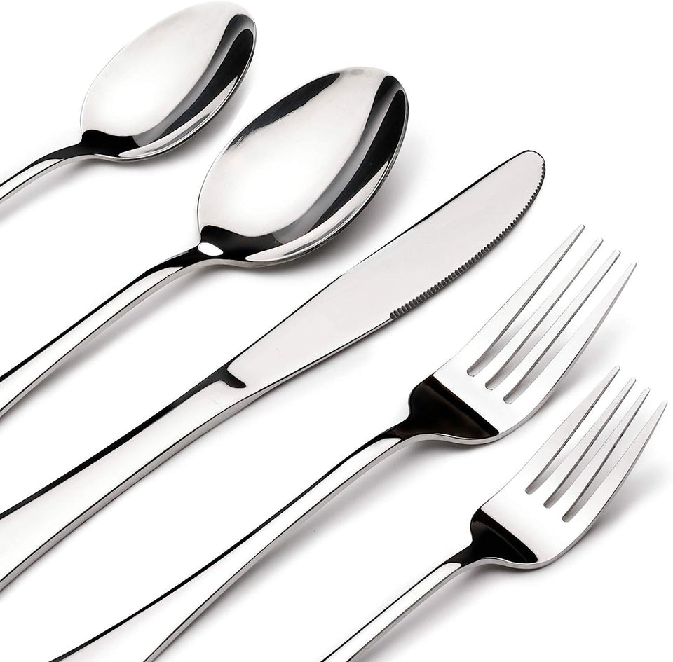 Stilloye 30-piece silverware set on display for everyday dining with durable, rust-resistant shine