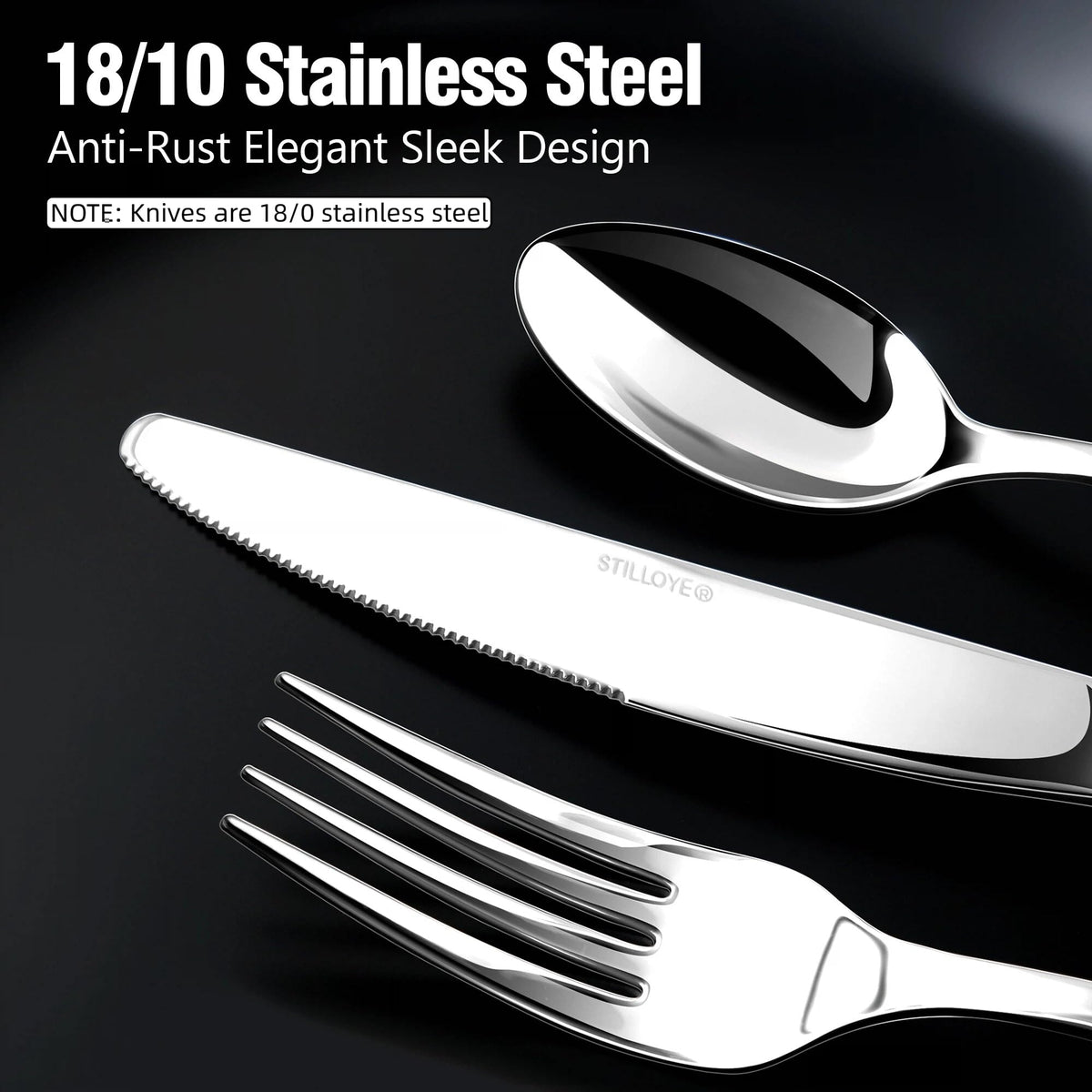 Stilloye dinner forks with ergonomic handles and balanced weight for comfort.