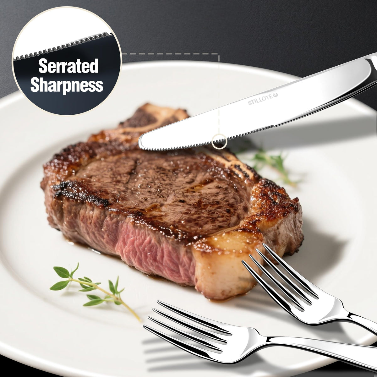 Stilloye salad forks in the set for easy serving with style.