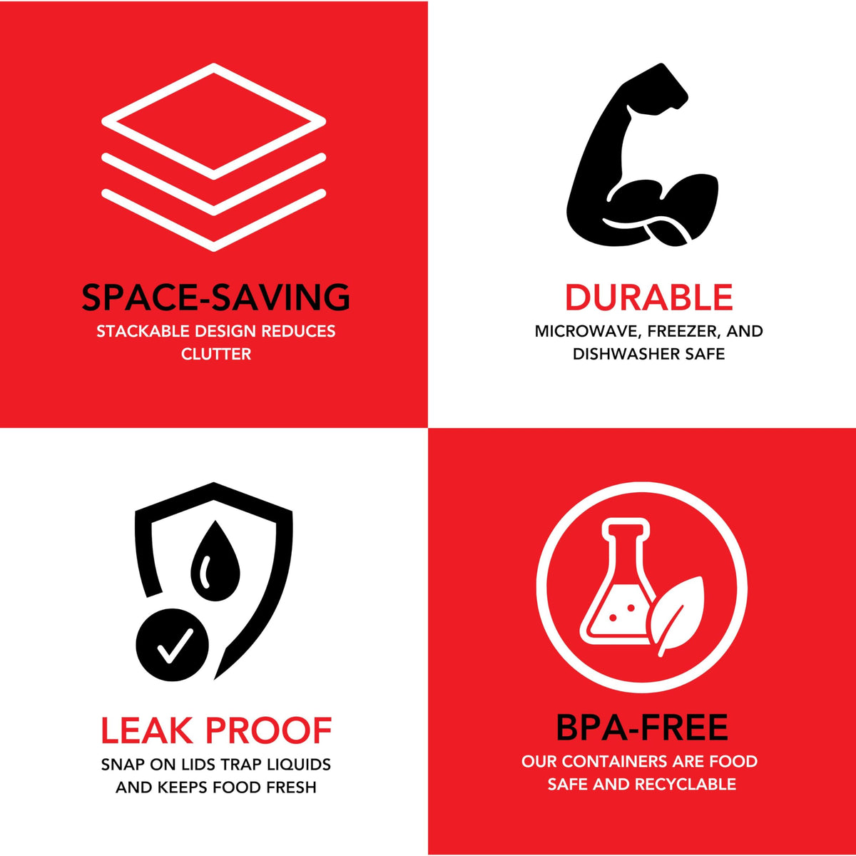 Stock Your Home air-tight lid seals to prevent leaks during transport