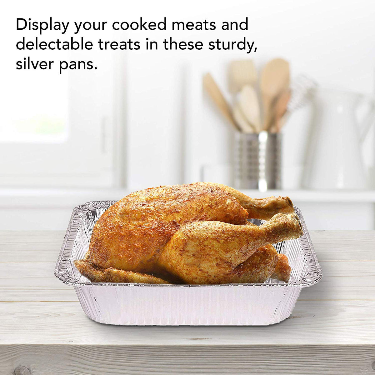 Stock Your Home eco-friendly aluminum pans highlighting recyclable material for responsible hosting.