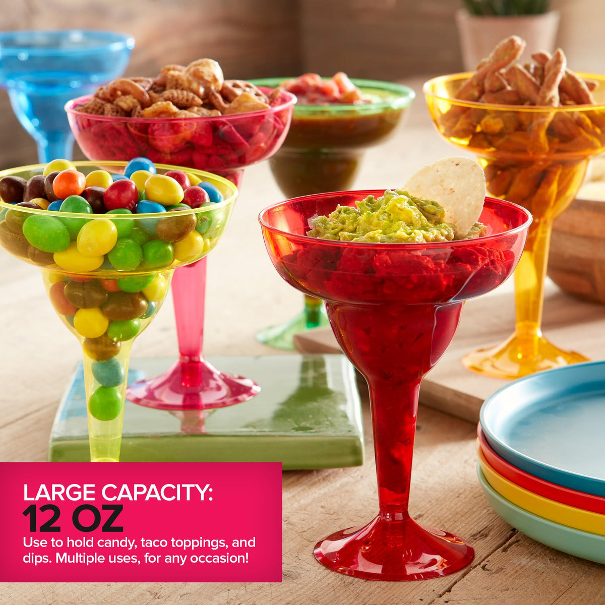Stock Your Home margarita glasses blue pack sturdy, reusable party cups.
