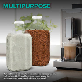 Stock Your Home pack of four glass bottles for eco-friendly storage.