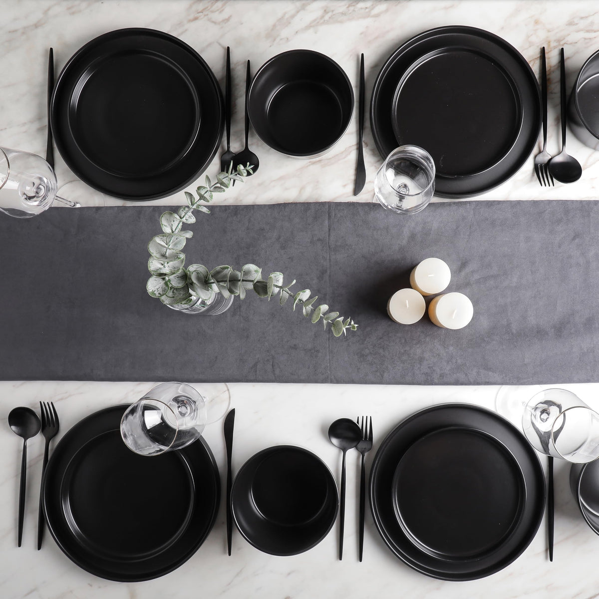 Celina deep bowl in black matte holds soups and grains with stable grip