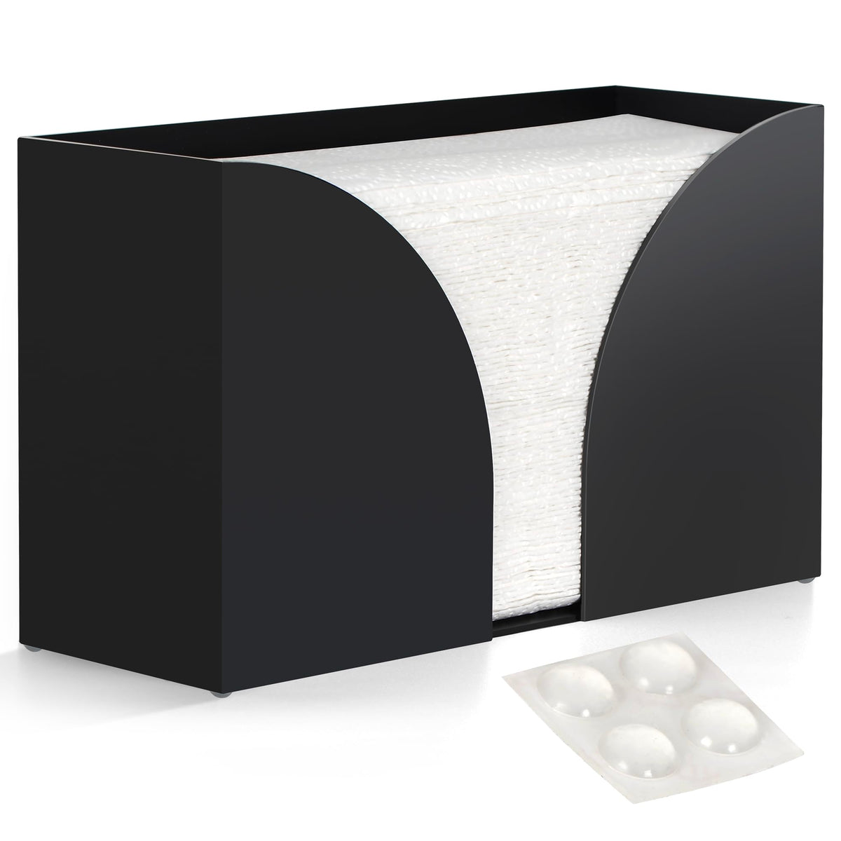 Storage Standard multifold dispenser front view showcases sturdy matte black acrylic for high-traffic areas.