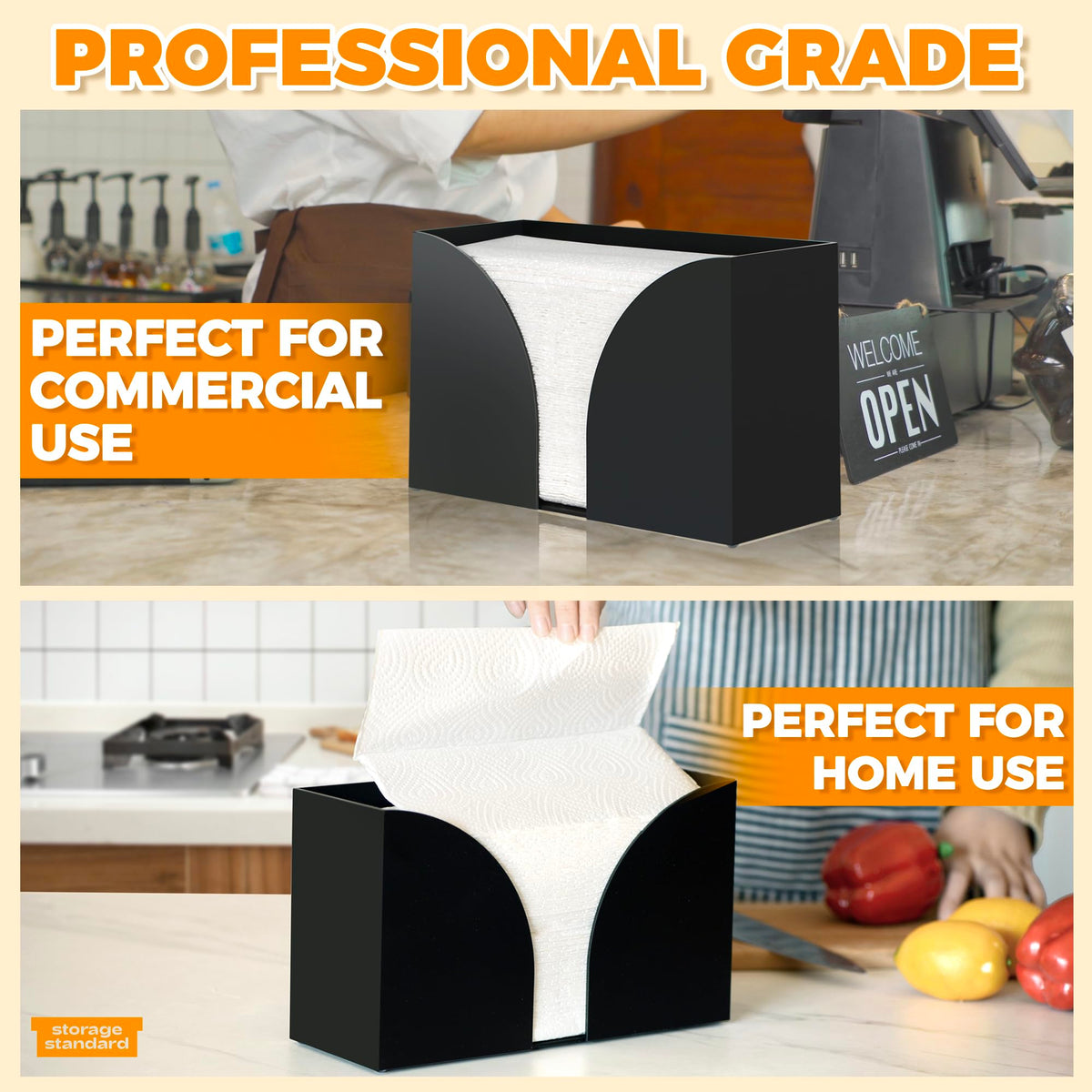 Storage Standard sleek round corners elevate any space while keeping towels organized.