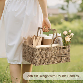 StorageWorks handwoven seagrass, sustainably sourced for eco-friendly decor.