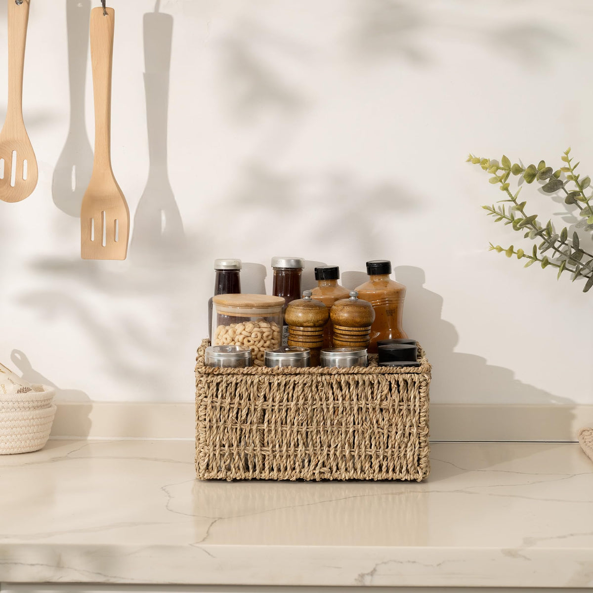 StorageWorks multi-use kitchen caddy on a counter for organized meals.