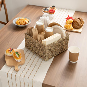 StorageWorks seagrass utensil holder with 6 compartments for easy sorting.