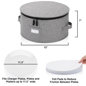STOZU plate storage with felt dividers protects dishes from chips and scratches.