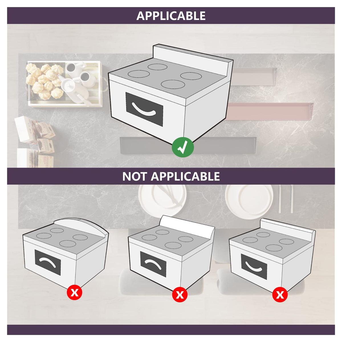 STUTOV adhesive pads securing shelf to flat stove tops
