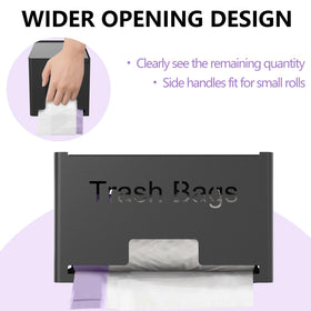 STWWO trash bag holder freestanding use fits on counters or shelves.