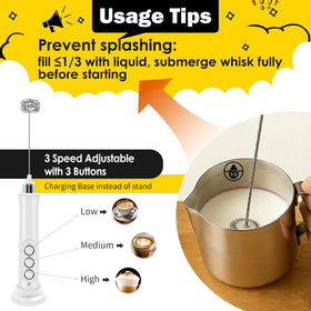Styuanmmy three detachable stainless steel whisks for versatile foaming, whipping, and blending.