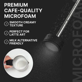 Subminimal NanoFoamer digital on-off switch allows precise control for silky milk foam.