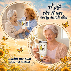 SUFAVN sunflower tumbler lid open demonstrates easy on-the-go sipping
