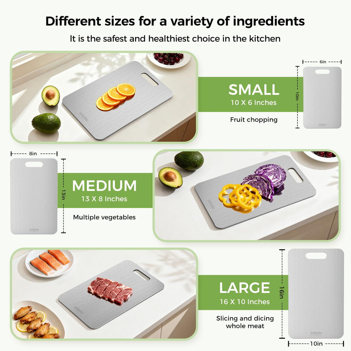 Sufkodu titanium cutting board durable surface resilient to knife scratches