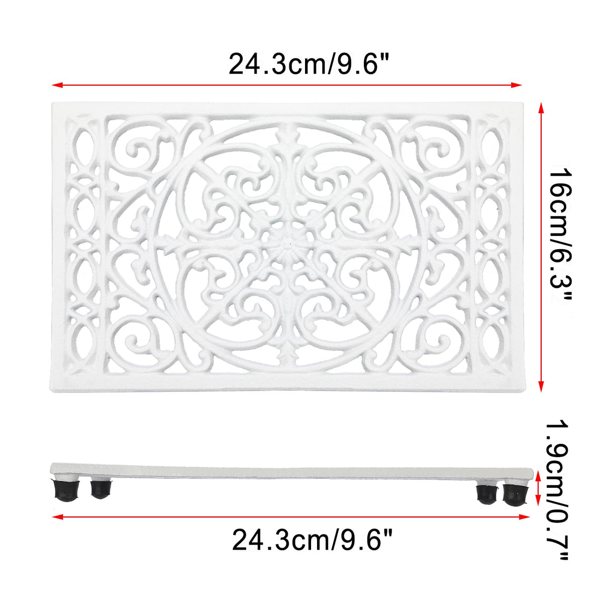 Sumnacon trivet featuring cushioned rubber feet to prevent slipping.