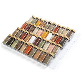 Suneerplay 8 tier spice drawer assembly in clear acrylic for easy spice access.