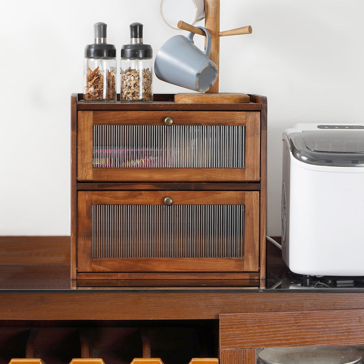 Sunhoo bread box on kitchen counter for convenient access