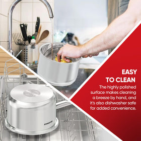 Sunhouse 2-quart sauce pan compact design fits small kitchens.