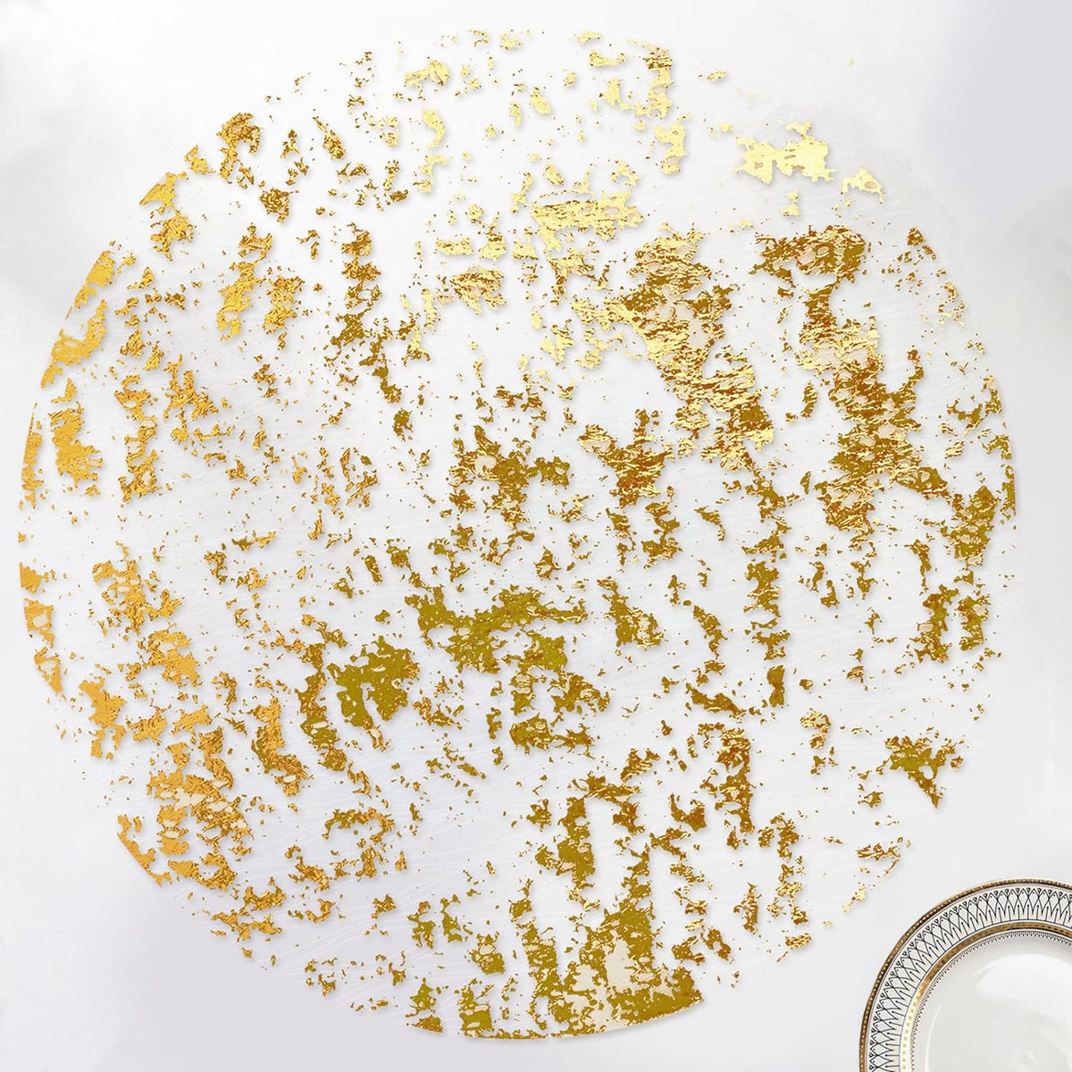 Sunlunckystar gold placemats, 13-inch round with metallic mesh for elegant tables