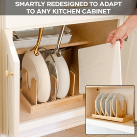 Sunny Tots dual-unit pan organizer for flexible kitchen layout.
