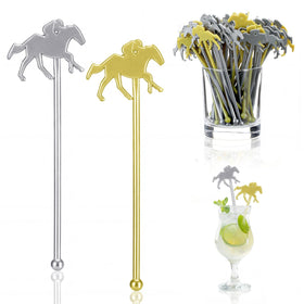 Sunnychicc Derby Stirrers gold 6in, elegant horse-race design for upscale cocktails.