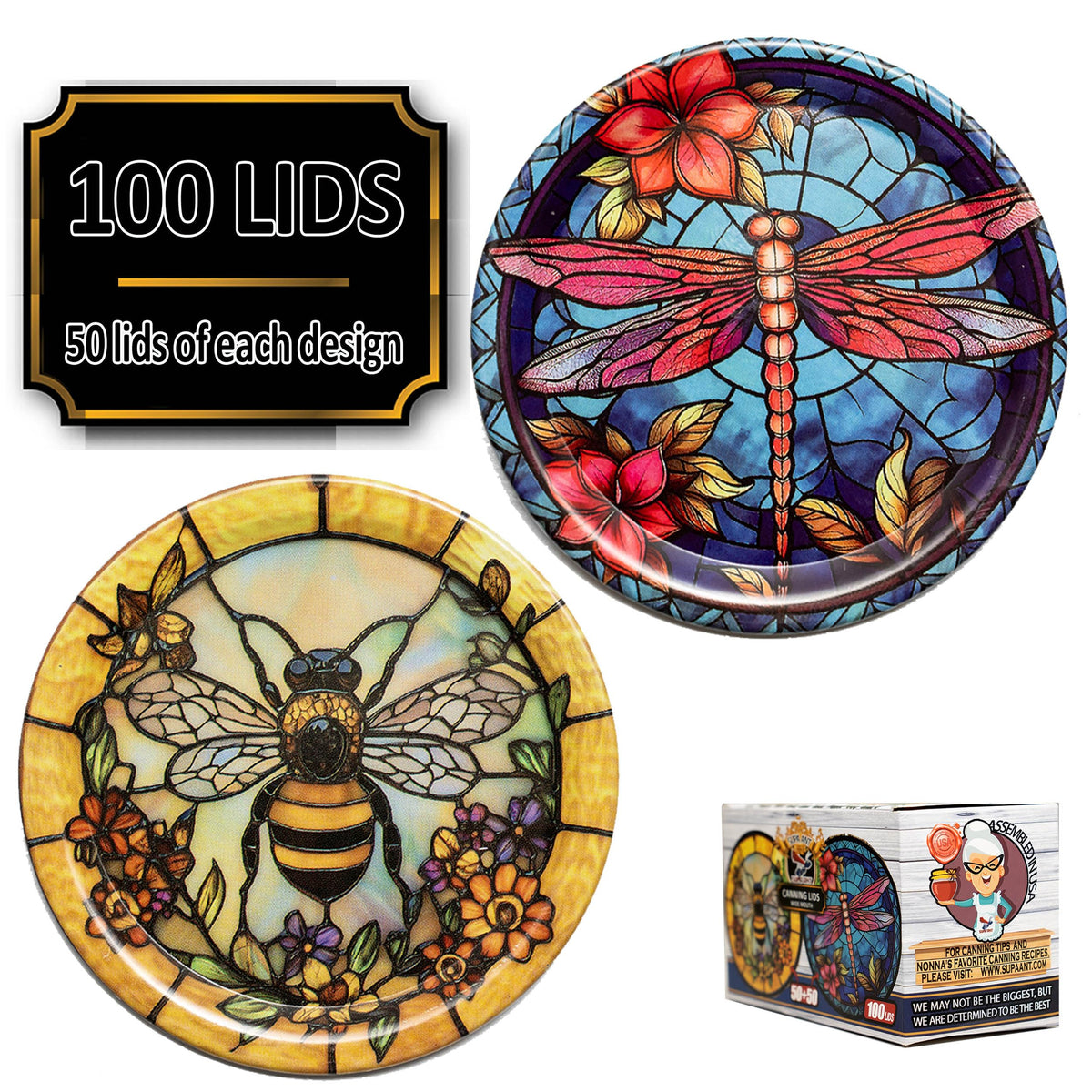 Supa Ant regular-mouth lids with glass window design, enhances jar aesthetics.