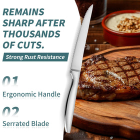 SuperCook 8-piece knife set ergonomic handle designed to reduce hand fatigue.