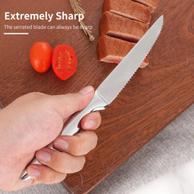 SuperCook steak knives set 12 silver finish adds sleek table appeal