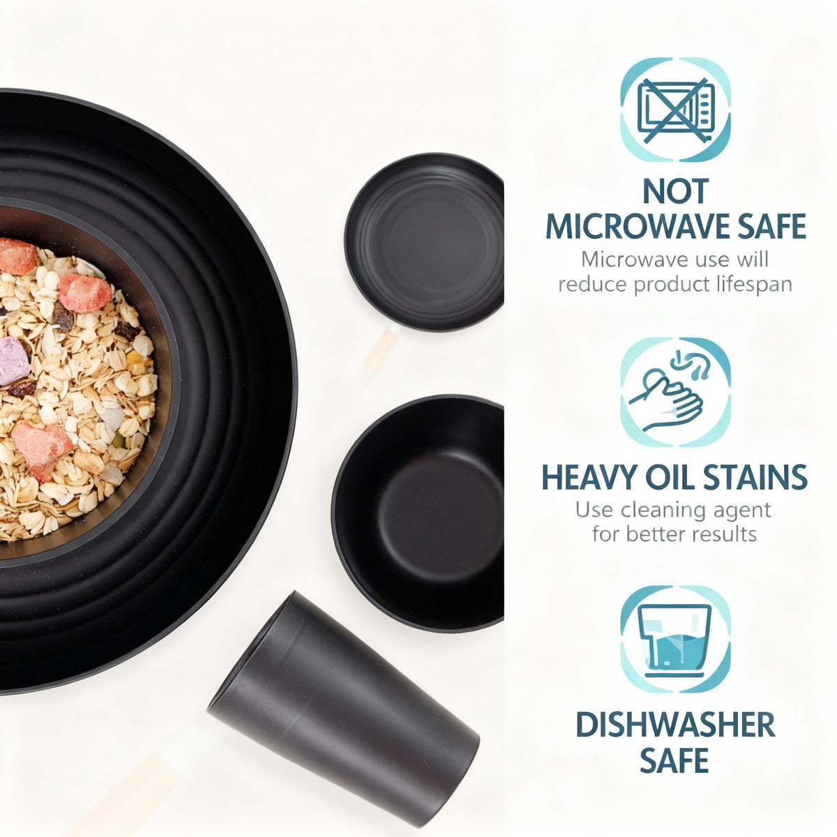 Supernal bowls in black offering lightweight durability for outdoors