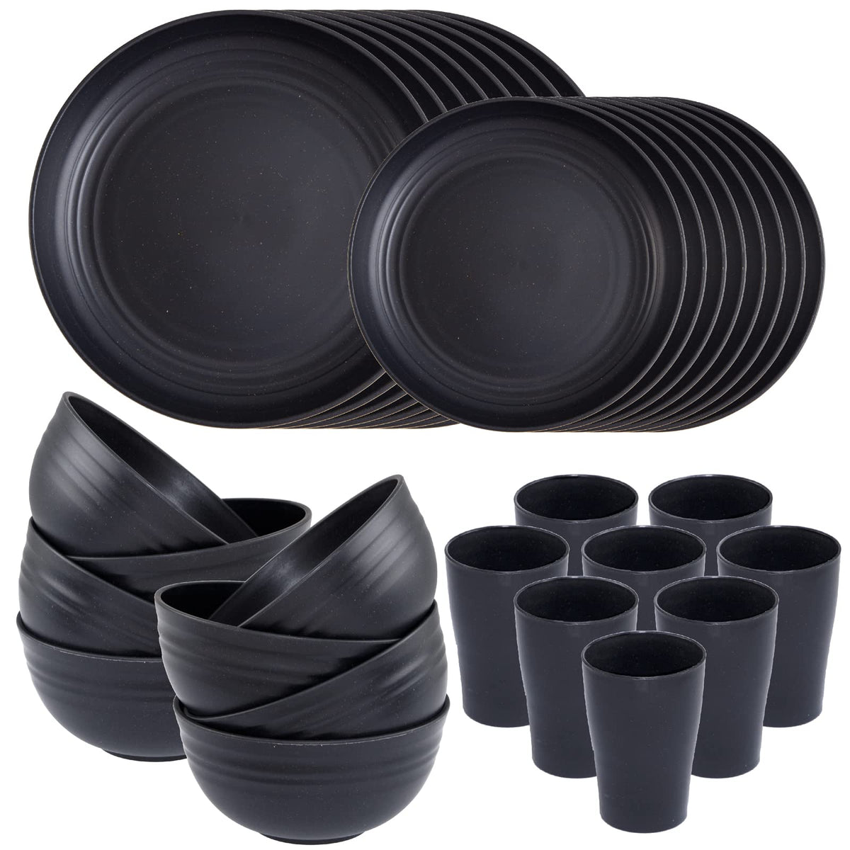 Supernal wheat straw dinnerware plates in black for daily meals