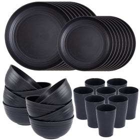 Supernal wheat straw dinnerware plates in black for daily meals