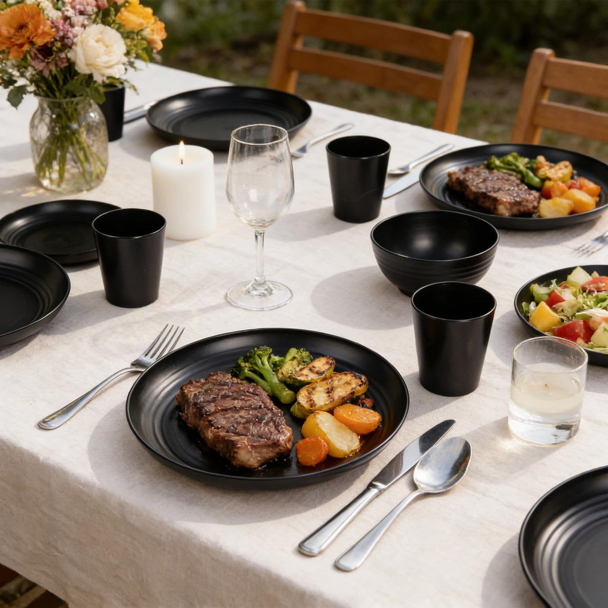 Supernal dinnerware set displayed on table with eco-friendly style
