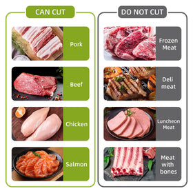 SupMaKin Fresh Meat Slicer includes a cleaning brush and wall-mount storage.