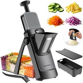 SupMaKin rust-resistant 420 stainless steel blades deliver even slices.