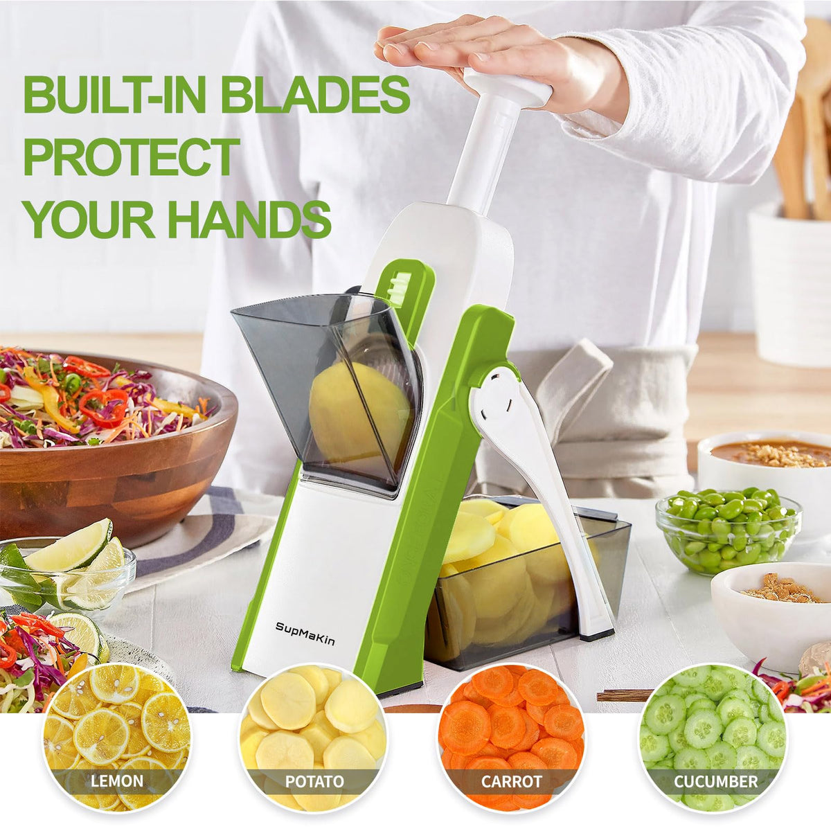 SupMaKin 3-inch port handles potatoes and large vegetables.