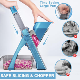 SupMaKin Vegetable Chopper with container saves time by handling larger batches.
