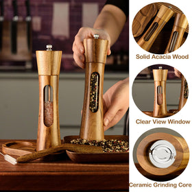 SUPRNN refillable manual spice mills with twist mechanism and scoop