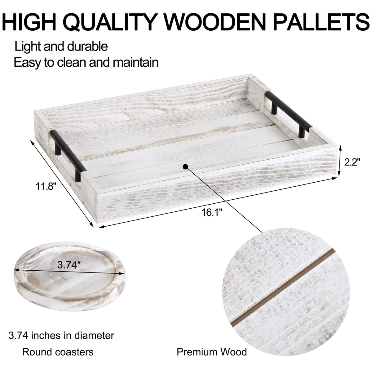 SUQANACY tray with coasters included ideal for breakfast in bed