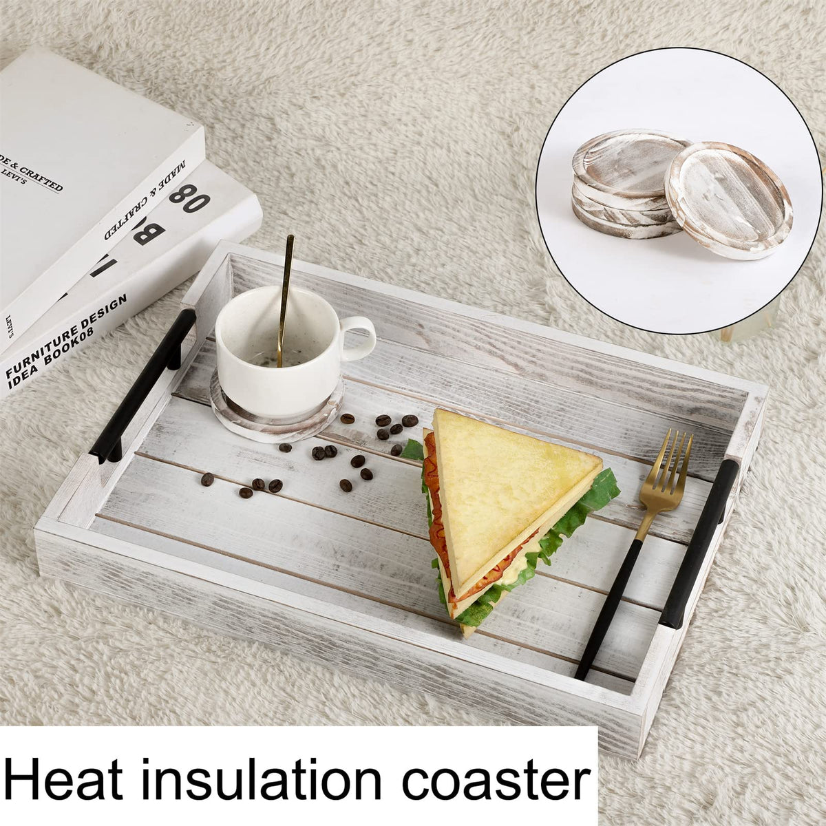 SUQANACY vintage wood grain tray enhances room decor